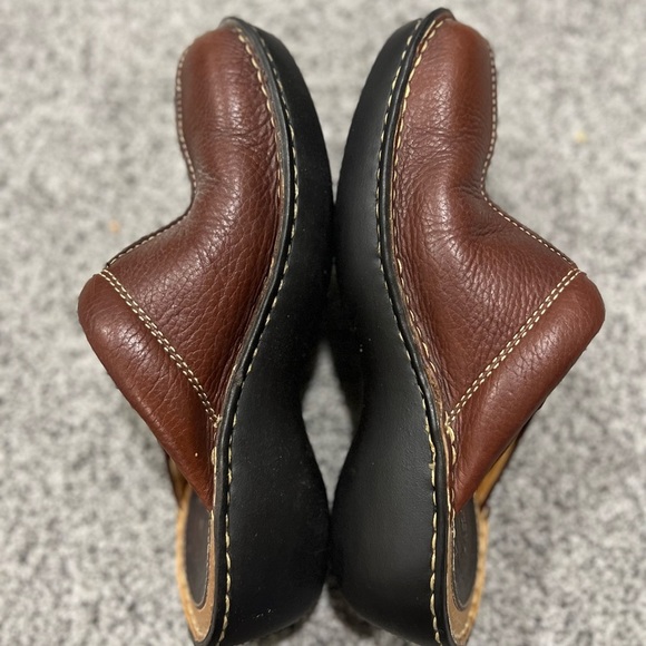 BORN Shoes Womens 8 Brown Platform Wedge Leather Clogs Mule Cottagecore Slip On - Picture 4 of 13